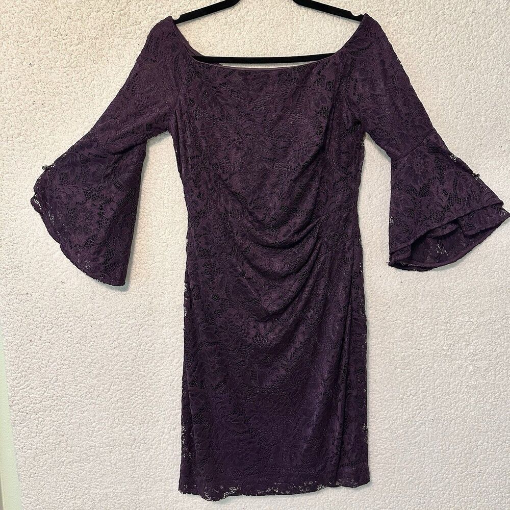 Lauren by Ralph Lauren Women's Size 6 Off-The-Shoulder Lace Dress Purple